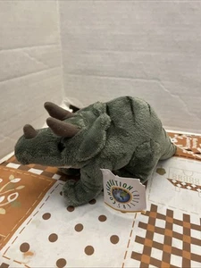 Vintage 1995 Conservation Critters Green Triceratops Dinosaur Dino BeanBag Plush - Picture 1 of 8