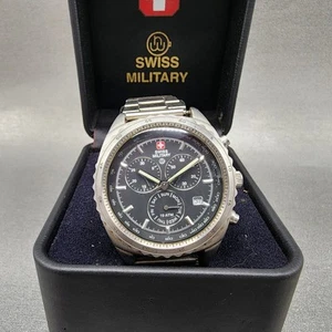 Reloj Cronógrafo Militar Suizo Hombre 40mm Esfera Gris Acero Fecha 2233M PIEZAS - Imagen 1 de 14