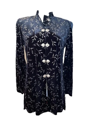 JBS Black Velvet Jacket/Blazer Silver Metallic Womens Evening Formal SZ 6 NWT - Image 1 of 4