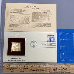 AMERIPEX '86 22kt Gold Stamps First Day Issue 22 Cent Inyernational Stamp Show - Picture 1 of 6