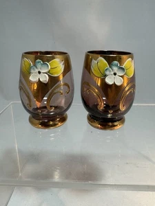 Vintage Murano Italien Emaille handbemalte Schnapsgläser - Bild 1 von 9