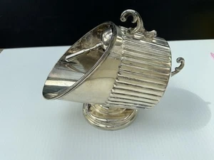 Vintage Victorian Silver Plated Scuttle Bin Sugar Bowl With Scoop Spoon - Picture 1 of 11