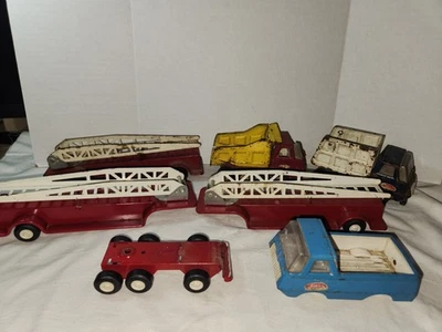 Vintage TONKA Mini Truck Lot Fire Ladder Pick Up Dump Box Pressed Steel Frame - Image 1 of 4