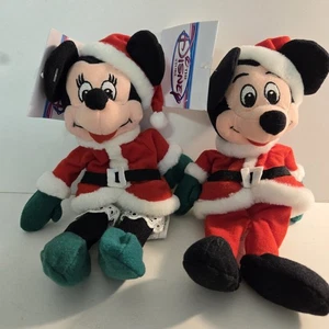 Disney Store Santa Mickey Minnie Mouse Mini 7 Bolsa de Frijoles Navidad Peluche con Etiquetas - Imagen 1 de 5