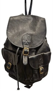 Vintage Gabor Black Leather Backpack Supple 11"x14" Adjustable Straps Quality - Bild 1 von 14