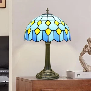 Tiffany Lamp Modern Blue Mediterranean Stained Glass Coastal Beach Table Lamp - Picture 1 of 8