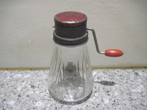 Antiker Nussschleifer mit Handkurbelgriff, Glasgefäß -6-1/8" sehr guter Zustand - Bild 1 von 6