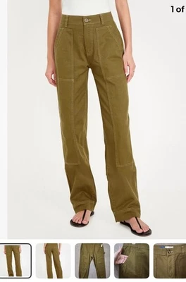 Old Navy Utility Pants Womens 12 Olive Green Straight Leg High Rise Carpenter - Image 1 of 4
