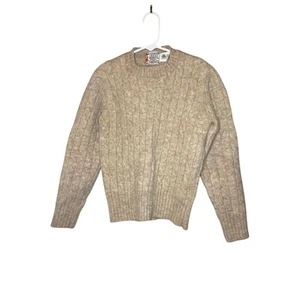 Vintage 70s Shetlander Crazy Horse Wool Cable-Knit Sweater in Oatmeal - Picture 1 of 6