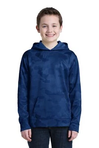 YST240 Sport-Tek Youth Sport-Wick CamoHex Fleece Hooded Pullover - Picture 1 of 6