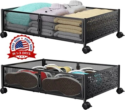 Contenedores de almacenamiento bajo de la cama con ruedas, paquete de 2,16x24" Foto 1 de 4