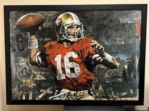 Joe Montana Signed Stephen Holland Giclee Embellished 32X44 Canvas - Picture 1 of 7