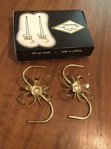 VTG #206 LUSTRO-MAGIC FINISH CANDLEHOLDER PAIR FLOWER SHAPED METAL ORIGINAL BOX - Picture 1 of 5