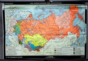 vintage Rollbild Sowjetunion UdSSR Russland Asien moderne Zeit Schulwandkarte - Bild 1 von 1