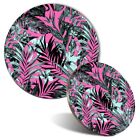 Mouse Mat & Coaster Set - Pink Tropical Leaves  #15614