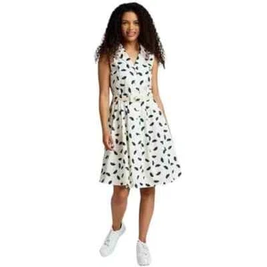 ModCloth Community Brunch Shirt Knee Length Ivory Umbrella Dress Sz XL - Picture 1 of 7