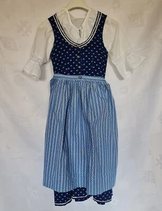 DRESS SET VINTAGE  OKTOBERFEST DIRNDL TYROL FLORAL BLUE  GIRL-SIZE:US 4/EU 104 - Picture 1 of 6