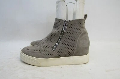 Steve Madden Mujer Talla 6.5 Gris Gamuza Cuña Tobillo Moda Botín Botín Foto 1 de 4