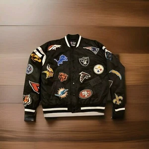 NEW NFL Football Multi Team Logos Varsity Bomber Jacket Coat Men's M Superbowl - Picture 1 of 3