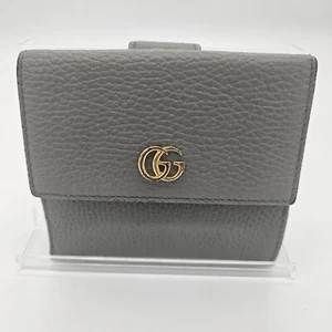 GUCCI GG  Leather Bifold Wallet Gray Marmont - Picture 1 of 13