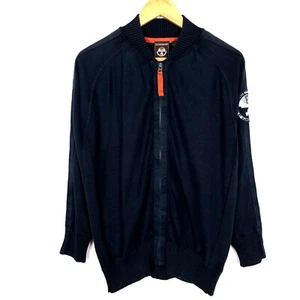 NAPAPIJRI Men's Jumper Size M Full Zip Blue Mock Neck Navy Tight Knit - Picture 1 of 8