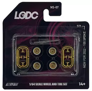 LODC Series 2 10 mm 100 ruote raggi NS-02 7/7 cerchio cromato con inserto oro 1:64 - Foto 1 di 1