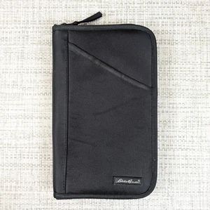 Eddie Bauer große Nylon Reisepass Reise Karten Geldbörse Organizer umlaufender Reißverschluss schwarz - Bild 1 von 8