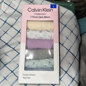Calvin Klein Girls’ Bikini Underwear Cotton Stretch Tag-Free, 7-pack Size Large - Picture 1 of 4