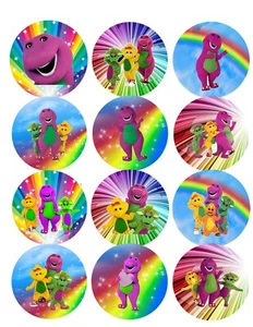 Barney Purple Dinosaur Stickers 2.5" Round Party Favors Gift Bags Boxes - 12  - Picture 1 of 1