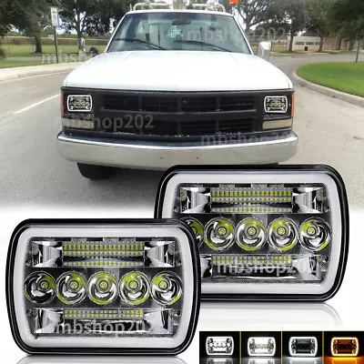 Pair 5x7" 7x6" LED Headlight Hi/Lo Beam fit GMC C1500 C2500 C3500 K1500 Suburban - Image 1 of 4