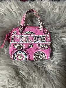 Vera Bradley Small Baguette Purse 6 1/2” X 6” Make Up Bag Pink - Picture 1 of 6