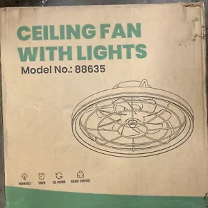 FANNEHONNE 19 in. Indoor Integrated LED Modern Farmhouse Ceiling Fan with Light, - Picture 1 of 4