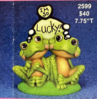VINTAGE CLAY MAGIC CERAMIC MOLD #2599 "I'M SO LUCKY" FROGS 7 3/4"T