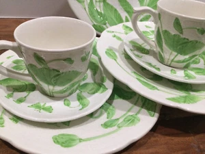 3 pc set(s) Gien France Connoisseur Deauville lunch plate 9.25' cup saucer green - Picture 1 of 23