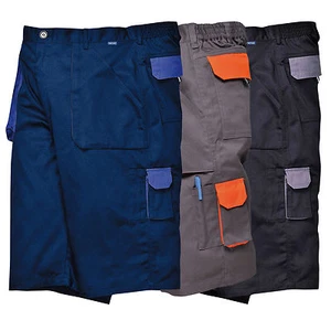 Mens Combat Shorts cargo cotton work elasticated pants 7 pockets Portwest TX14 - Picture 1 of 7