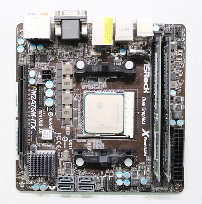 AsRock FM2A75M-ITX Mainboard Sockel FM2 DDR3 SATA3 Bundle m. CPU RAM Zub. #8287 - Bild 1 von 2