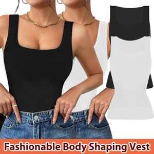 Women Tummy Control Shapewear Body Shaper Tank Tops Camisole Square Collar Vest - Picture 1 of 19