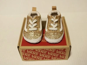 Vans Old Skool Crib, Shoes Sparkle Gold- Glitter Toddler Shoes. Size 1 - Picture 1 of 8