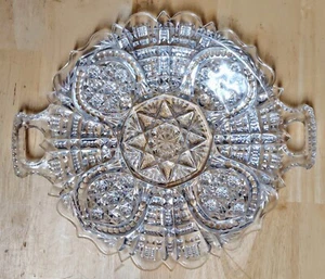 NEW MARTINSVILLE Higbee Glass Fortuna Handled Cake Plate EAPG In Excellent Cond! - Picture 1 of 2