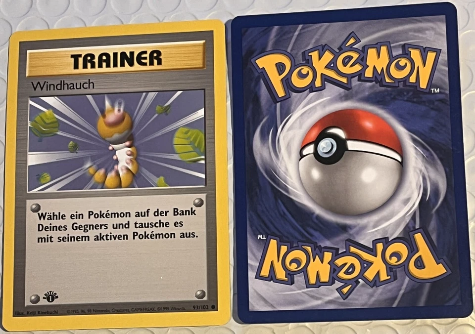 POKEMON Card GERMAN BASE SET 1st Edition TRAINER "WINDHAUCH" #93/102 Common NM! - Image 1 of 1