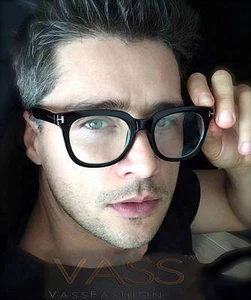 Occhiali da vista uomo fashion designer quadrati rettangolari montatura spessa lenti trasparenti - Foto 1 di 13