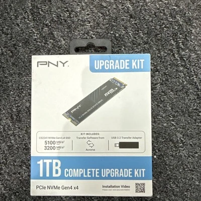 PNY PCIe NVMe Gen4 x4 SSD 1TB Complete Upgrade Kit M280CS2241-1TBKIT-RB NEW - Image 1 of 2