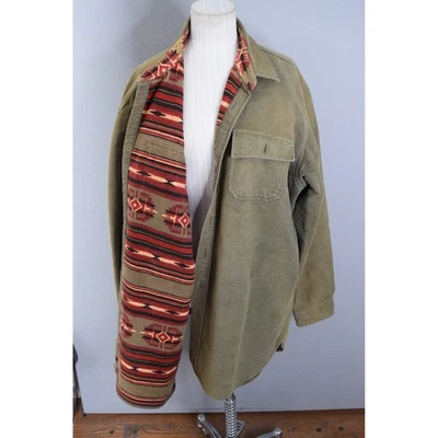 LL Bean Para Hombres XL Gamuza Alta Camisa de Trabajo Chaqueta Manta Suroeste Forrada Verde Foto 1 de 4