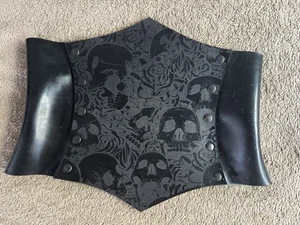 Peter Domenie Skull Print Latex Cincher Corset Black XXS - Picture 1 of 5