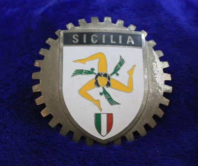 Insignia de rejilla cromada vintage Sicilia parachoques emblema Lancia Fiat Lambo Foto 1 de 4