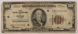1929 $100 Dollar National Bank Note of Federal Reserve Chicago Illinois - 371b - Picture 1 of 3