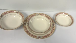 Paden City Pottery PCP116 x2 Soup Bowls + Dinner Plate Dessert Floral Scrolls - Picture 1 of 7