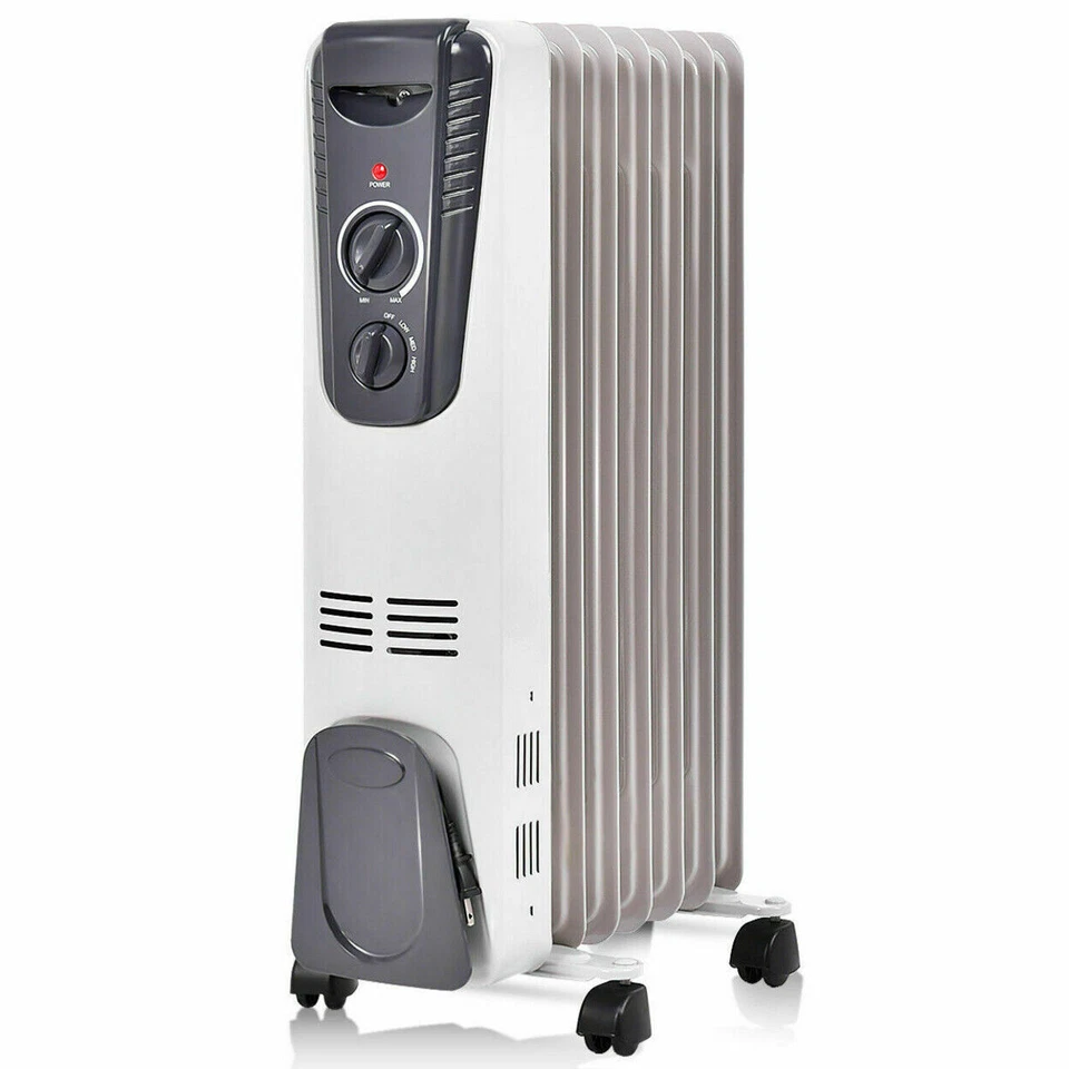 Costway EP22611 1500W Electric Oil Filled Radiator Space Heater - White