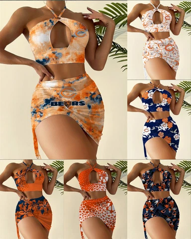 Chicago Bears Women's Bikini Set 2PCS Beach Halter Swimwear Sexy Swimsuit Gift Cover