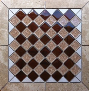 21 1/16" X 21 1/16" Tile Medallion - Daltile Affinity & glass mosaic accent - Picture 1 of 4